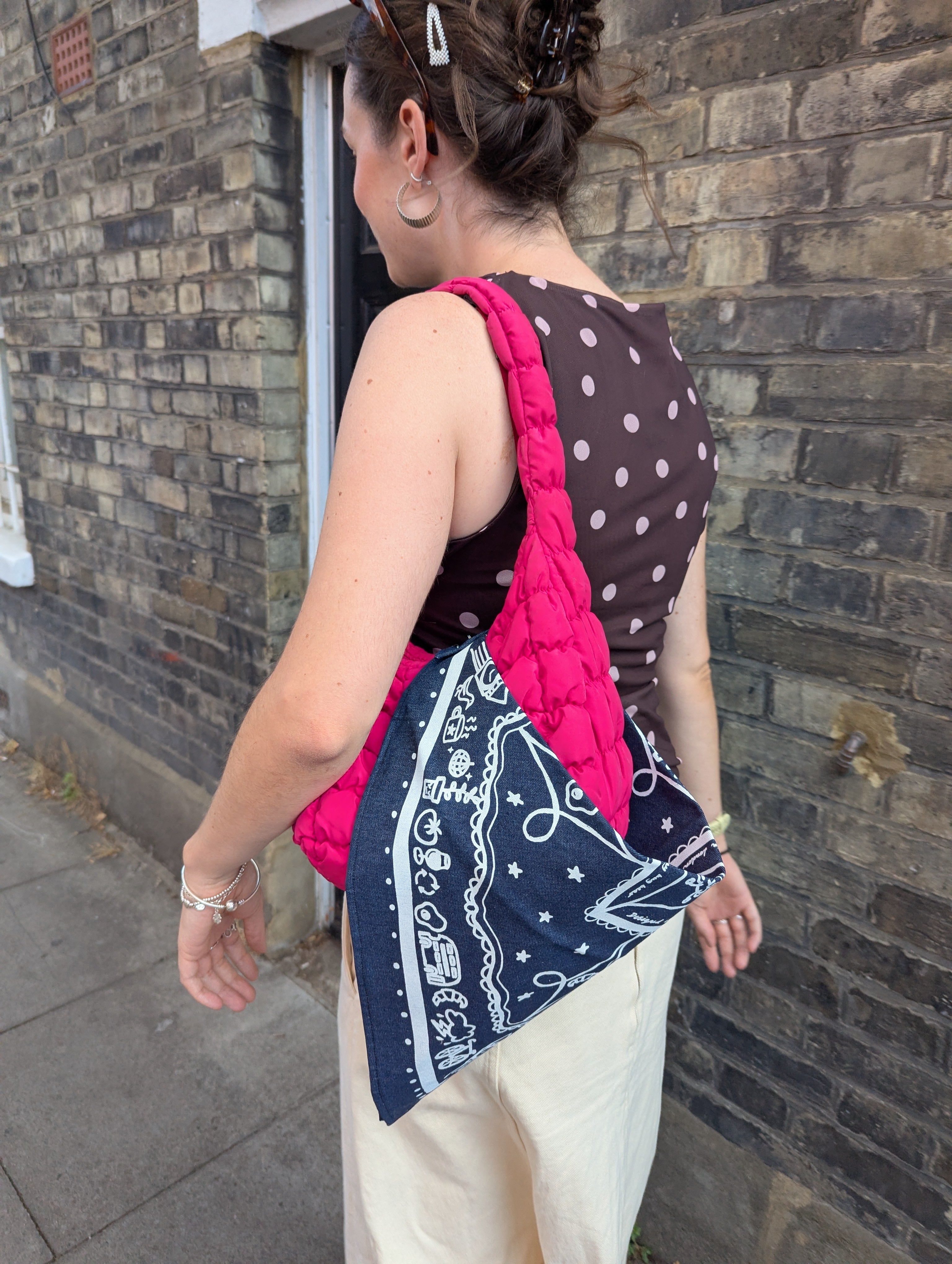 Pink & White London Bandana