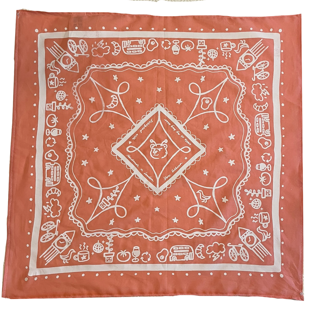 Pink & White London Bandana
