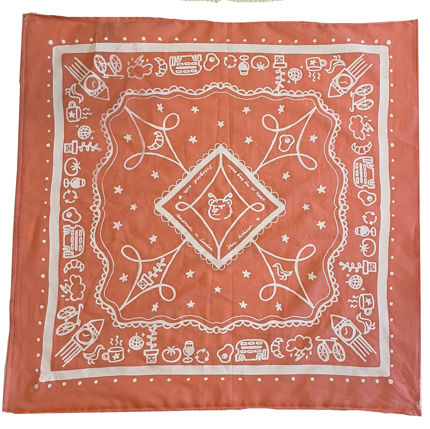 Pink & White London Bandana